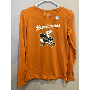 NCAA University of Miami Hurricanes Kids Long Sleeve Orange Canes Shirt‎ New XXL
